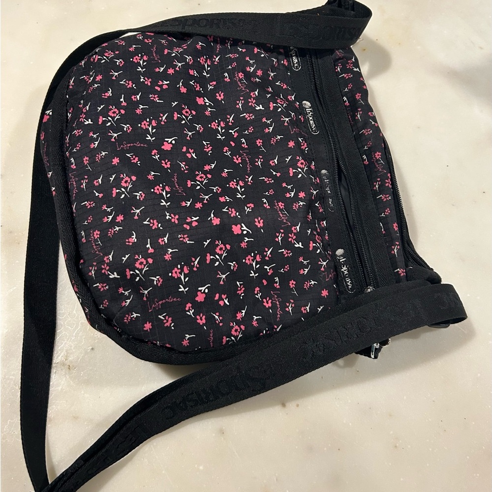 LeSportsac Black and Pink Floral Crossbody Bag - Picture 5 of 5